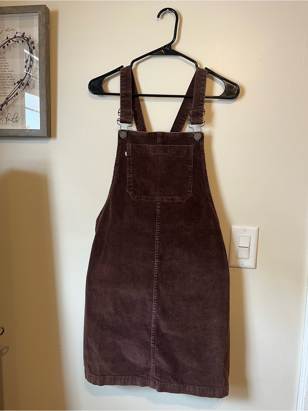 Corduroy Pinafore Midi Dress in Chocolate Brown